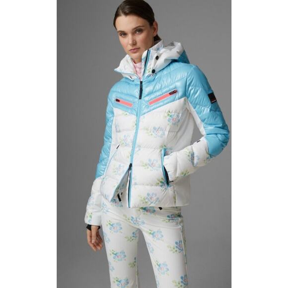 $750 BOGNER FIRE + ICE X LOVE SHACK FANCY Farina D Down SKI Jacket 10 L Floral - Picture 1 of 16